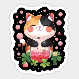 Cat Strawberry Whiskers Sticker